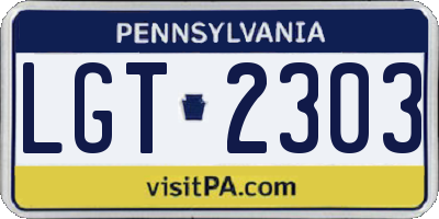 PA license plate LGT2303