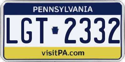 PA license plate LGT2332
