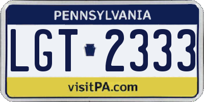 PA license plate LGT2333