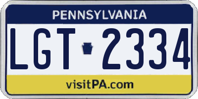 PA license plate LGT2334