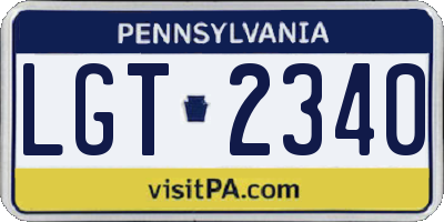 PA license plate LGT2340