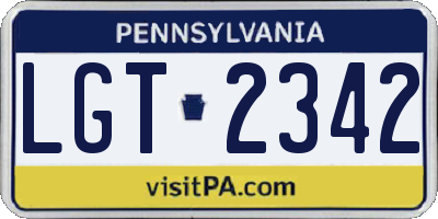PA license plate LGT2342