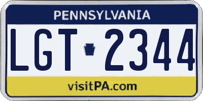 PA license plate LGT2344