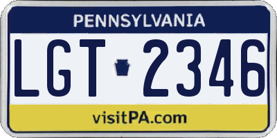 PA license plate LGT2346