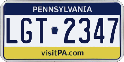 PA license plate LGT2347