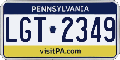PA license plate LGT2349