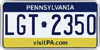 PA license plate LGT2350