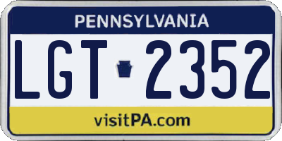 PA license plate LGT2352