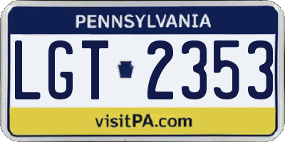 PA license plate LGT2353