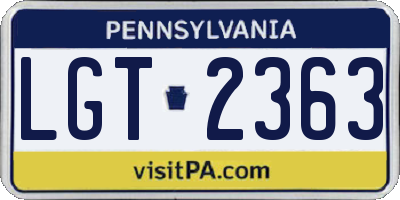 PA license plate LGT2363