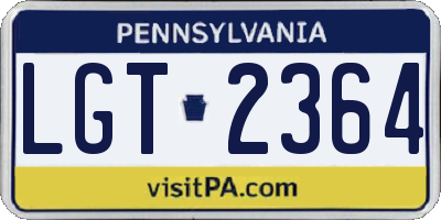 PA license plate LGT2364