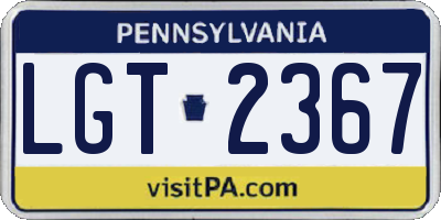 PA license plate LGT2367