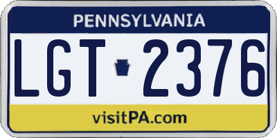 PA license plate LGT2376