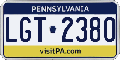 PA license plate LGT2380