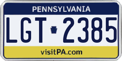 PA license plate LGT2385