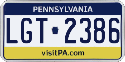 PA license plate LGT2386