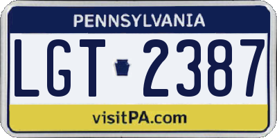 PA license plate LGT2387