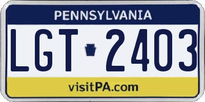PA license plate LGT2403