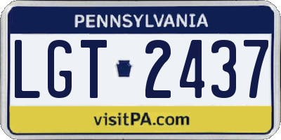 PA license plate LGT2437