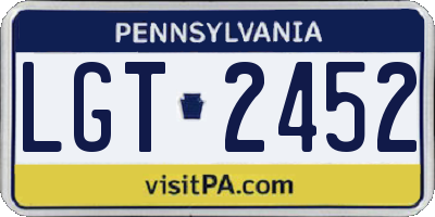 PA license plate LGT2452
