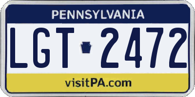 PA license plate LGT2472