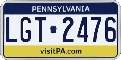 PA license plate LGT2476