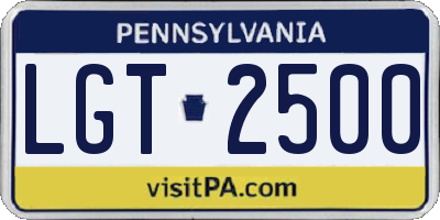 PA license plate LGT2500