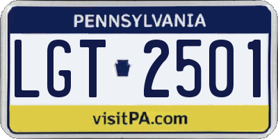 PA license plate LGT2501