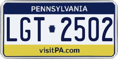 PA license plate LGT2502