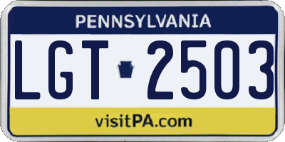 PA license plate LGT2503