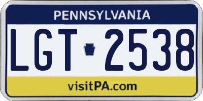 PA license plate LGT2538
