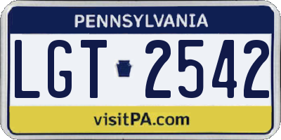 PA license plate LGT2542