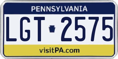 PA license plate LGT2575