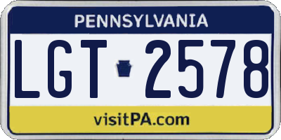 PA license plate LGT2578