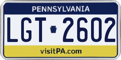 PA license plate LGT2602