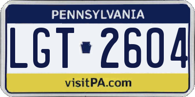 PA license plate LGT2604