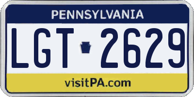 PA license plate LGT2629