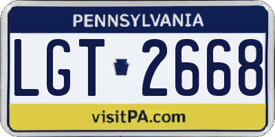 PA license plate LGT2668