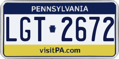 PA license plate LGT2672
