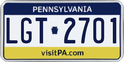 PA license plate LGT2701