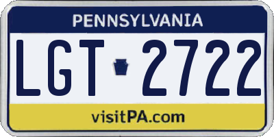 PA license plate LGT2722