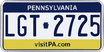 PA license plate LGT2725