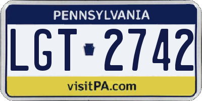 PA license plate LGT2742