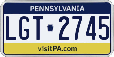 PA license plate LGT2745