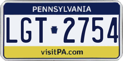 PA license plate LGT2754