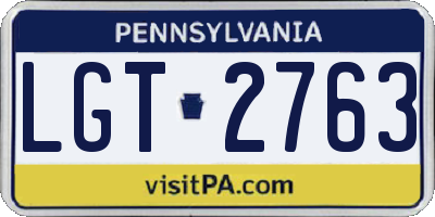 PA license plate LGT2763