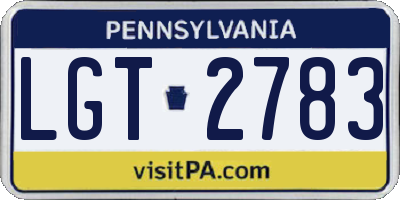 PA license plate LGT2783
