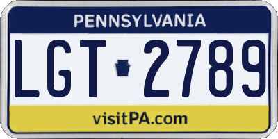 PA license plate LGT2789
