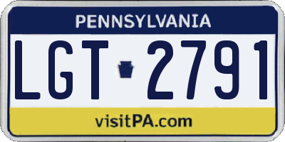 PA license plate LGT2791