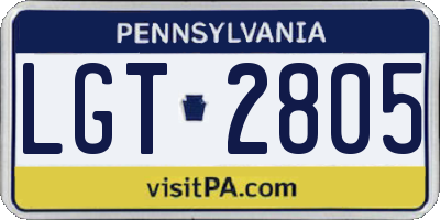 PA license plate LGT2805